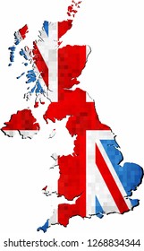 Grunge United Kingdom map with flag inside - Illustration