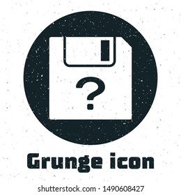 Grunge Unknown document icon isolated on white background. File with Question mark. Hold report, service and global search sign.  Vector Illustration