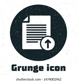 Grunge Upload file icon isolated on white background. File document symbol. Document arrow.  Vector Illustration
