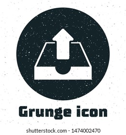 Grunge Upload inbox icon isolated on white background.  Vector Illustration