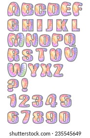 Grunge uppercase alphabet set designed in pastel mosaic