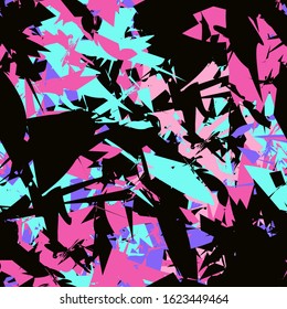 Grunge urban background. Grunge abstract pattern. Multi-colored brush strokes. Suitable for printing on textiles, leggings, t-shirts, jackets. Vibrant asia style. Neon figure