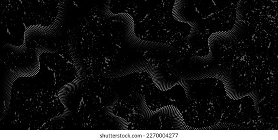 Grunge urban background. Overlay splattered textured banner. Vector shape with a halftone dots. Distressed dirty design element for print, template, brochure, social media