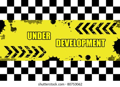 Grunge urban background with text under development written inside, vector illustration