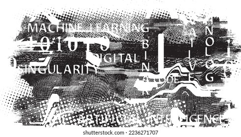 Grunge urban background texture. Vector. Textured banner . Futuristic digital background. Grungy effect . Abstract,splattered , dirty,cyber punk poster for your design. 