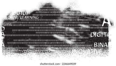 Grunge urban background texture. Vector. Textured banner . Futuristic digital background. Grungy effect . Abstract,splattered , dirty,cyber punk poster for your design. 