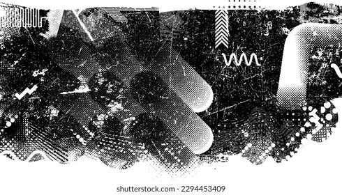 Grunge urban background. Vector. Textured banner . Futuristic digital background. Grungy effect . Abstract,splattered , dirty,cyber punk poster for your design. 