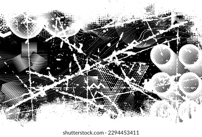 Borroso fondo urbano. Vector. Cartel texturado. Fondo digital futurista. Efecto de niebla. Resumen, afiche salpicado, sucio, ciberpunk para tu diseño. 