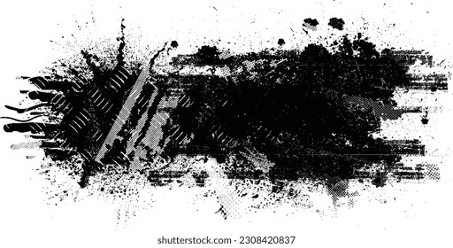 urbaner Hintergrund. Vektorgrafik. Texturierte Banner . Futuristischer digitaler Hintergrund. Grauer Effekt. Abstraktes, platziertes, schmutziges, Cyber-Punk-Poster für Ihr Design. 
