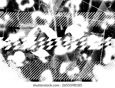 Grunge fondo urbano. Vector. Anuncio texturizado. Fondo digital futurista. Efecto Grungy. Abstractas, salpicado, oscuro, sucio, cyber punk cartel para su diseño. 