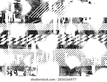 Grunge fondo urbano. Vector. Anuncio texturizado. Fondo digital futurista. Efecto Grungy. Abstractas, salpicado, oscuro, sucio, cyber punk cartel para su diseño. 