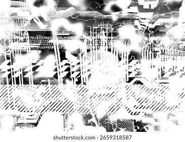 Fundo urbano grunge. Vetor. Banner texturizado . Fundo digital futurista. Efeito granuloso . Resumo, espalhado, escuro, sujo, cartaz cyber punk para o seu design.
