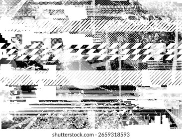 Grunge fondo urbano. Vector. Anuncio texturizado. Fondo digital futurista. Efecto Grungy. Abstractas, salpicado, oscuro, sucio, cyber punk cartel para su diseño.
