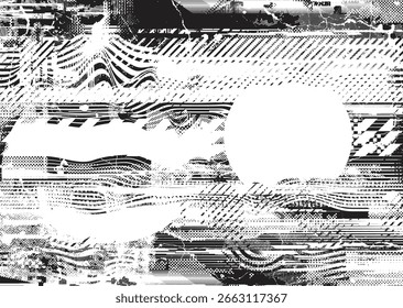 Fundo urbano grunge. Vetor. Banner texturizado . Fundo digital futurista. Efeito granuloso . Resumo, espalhado, escuro, sujo, cartaz cyber punk para o seu design.
