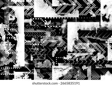 Fundo urbano grunge. Vetor. Banner texturizado . Fundo digital futurista. Efeito granuloso . Resumo, espalhado, escuro, sujo, cartaz cyber punk para o seu design.
