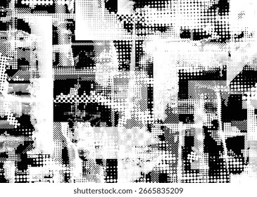 Fundo urbano grunge. Vetor. Banner texturizado . Fundo digital futurista. Efeito granuloso . Resumo, espalhado, escuro, sujo, cartaz cyber punk para o seu design.
