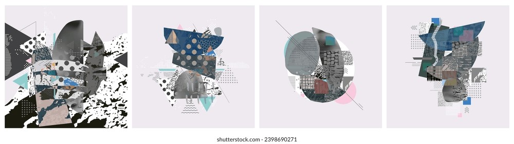 Grunge Urban Backgrounds set. Geometric abstract design, creative background for banner, brochure, card, invitation, flyer, placard, poster, report, artwork