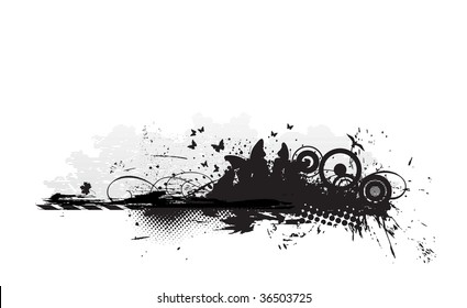 grunge urban banner with an inky dribble strip,vector illustration