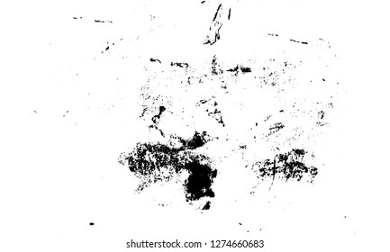 Grunge urban ink texture on paper hand print. Abstract vintage monochrome print. Vector illustration. Dash and scratch. Overlay, multiply black and white filter.
