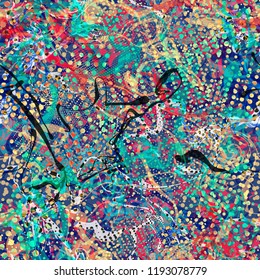 Grunge urban pattern from dots and curved stripes. Seamless texture. Abstract vector background for web page, banners backdrop, fabric, home decor, wrapping, sports and boys design