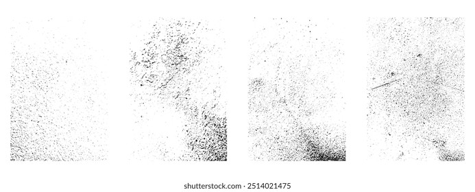 Grunge Urban Texture Backgrounds set. Vector illustration Grunge overlay textures with dust grain isolated on white background.