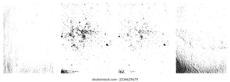 Grunge Urban Texture Hintergründe gesetzt. Vektorgrafik Grunge überlagert Texturen mit Staubkorn einzeln auf weißem Hintergrund.