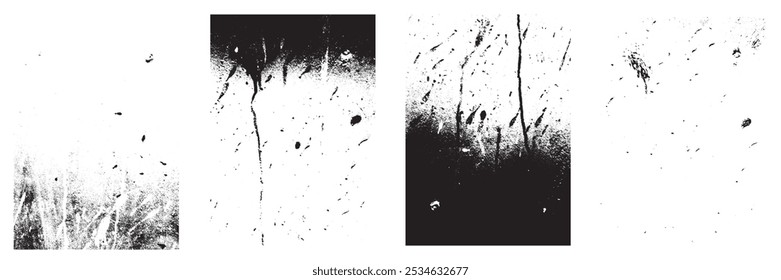 Grunge Urban Texture Backgrounds set. Vector illustration Grunge overlay textures with dust grain isolated on white background.Simply Place illustration over any Object to Create grungy Effect.