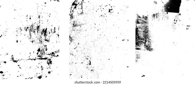Grunge Urban textures set. Tres texturas vectoriales.Grano de tensión superpuesta de polvo,Sencillamente Colocar texturas sobre cualquier objeto para crear efecto ondulado .abstracto,salpicado , sucio, textura para su diseño. 