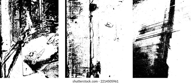 Grunge Urban textures set. Three vector textures.Dust Overlay Distress Grain ,Simply Place textures over any Object to Create grungy Effect .abstract,splattered , dirty, texture for your design. 