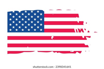 Grunge US Flag brush stroke effect or United States of America flag with watercolor paint brush strokes texture design red and blue color. grunge texture design  USA Flag. vector illustration.