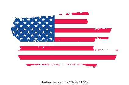 Grunge US Flag brush stroke effect or United States of America flag with watercolor paint brush strokes texture design red and blue color. grunge texture design  USA Flag. vector illustration.