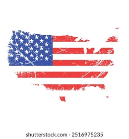 Grunge US Map Flag in Red Blue White Color