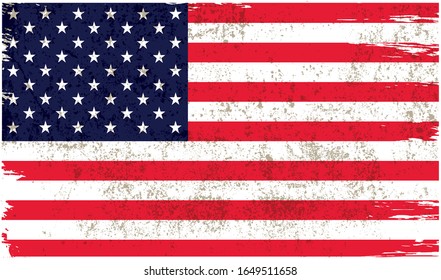 Grunge USA flag.Old American flag background.