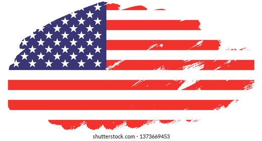 Grunge USA Flag.  American flag brush paint texture.Vector illustration