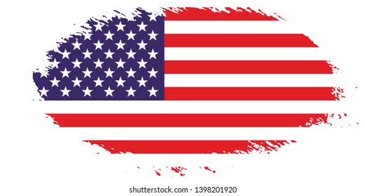 Grunge USA Flag.  American flag brush paint texture.Vector illustration