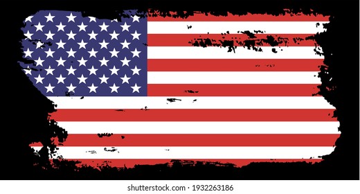 Grunge USA Flag. American flag brush distress texture.Vector illustration