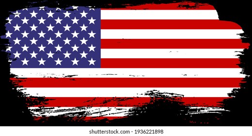 Grunge USA Flag. American flag brush paint texture.Vector illustration