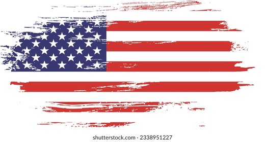 Bandera de EEUU. Grunge. Textura de pintura de pincel de la bandera estadounidense. Símbolo estadounidense con angustia, bandera de los Estados Unidos Ilustración vectorial para festividad 4 de julio, Día del Presidente de los Estados Unidos, estrella y rayas