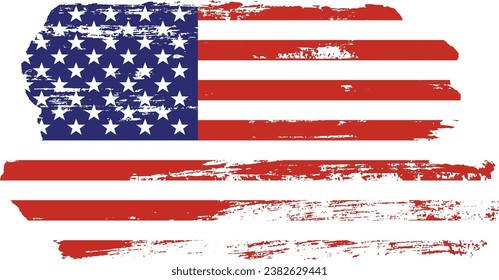 Grunge USA Flag. American flag brush paint texture. Distressed US symbol, United States flag Vector Illustration for Celebration Holiday 4 of July American President Day, star and stripes.