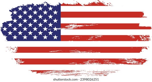 Grunge USA Flag. American flag brush paint texture. Distressed US symbol, United States flag Vector Illustration for Celebration Holiday 4 of July American President Day, star and stripes.