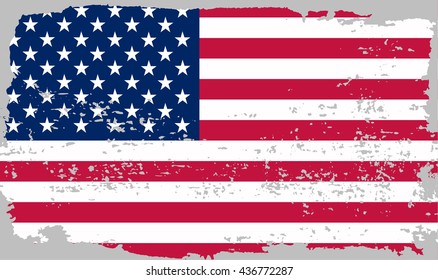 Grunge USA flag.Old American flag.Vector.