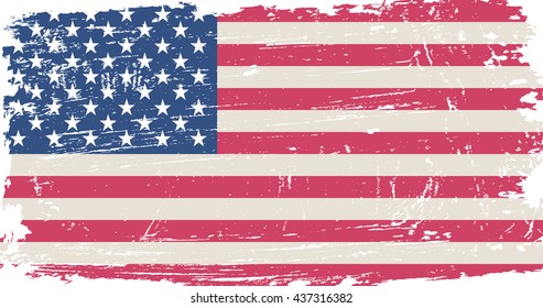 Grunge USA flag.Old American flag.Vector template.