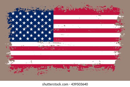 Grunge USA flag.Old American flag.Vector flag of USA.