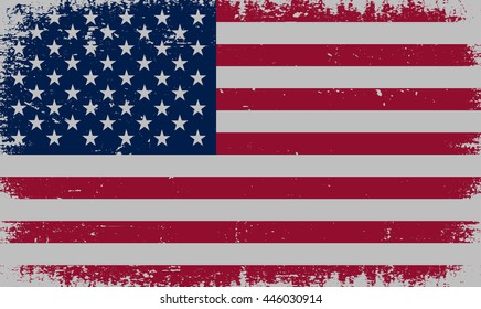 Grunge USA flag.Old American flag.Vector template.