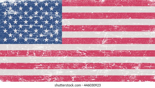 Grunge USA flag.Old American flag.Vector template.