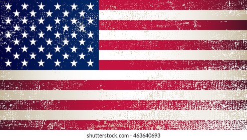 Grunge USA flag.Old American flag.Vector template.