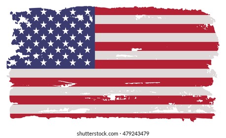 Grunge USA flag.Old American flag.Vector.