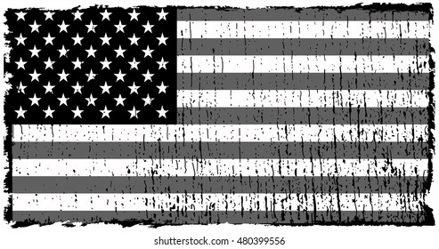 Grunge USA flag.Old American flag.Vector.