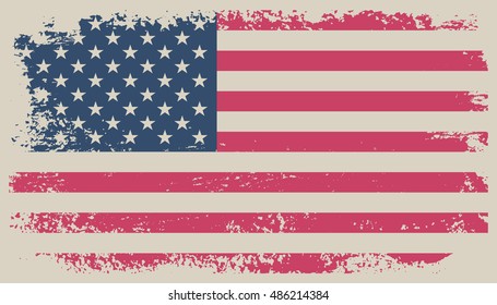 Grunge USA flag.Old American flag.Vector template.