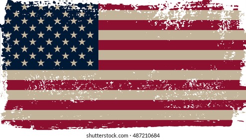 Grunge USA flag.Old American flag.Vector template.